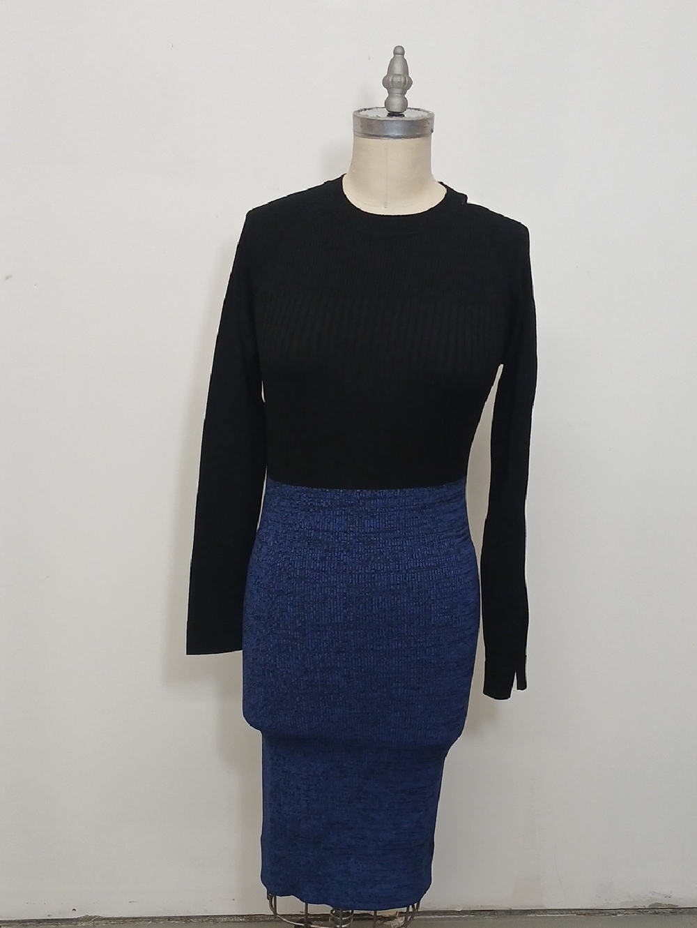 Sportmax Black Ribbed Knit Bodycon Dress